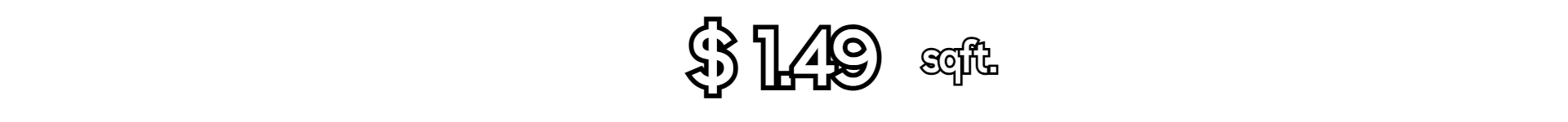 Bold promotional graphic displaying "$1.49 sqft." in white text on a black background, highlighting affordable laminate flooring pricing at Floor Fashions in Saint John, NB