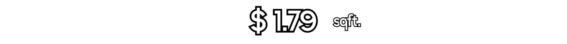 Bold promotional graphic displaying "$1.79 sqft." in white text on a black background, highlighting affordable laminate flooring pricing at Floor Fashions in Saint John, NB