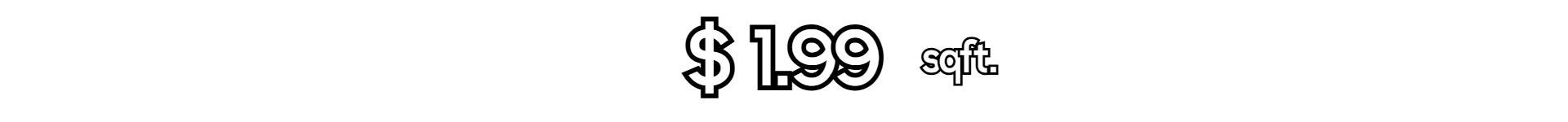 Bold promotional graphic displaying "$1.99 sqft." in white text on a black background, highlighting affordable laminate flooring pricing at Floor Fashions in Saint John, NB