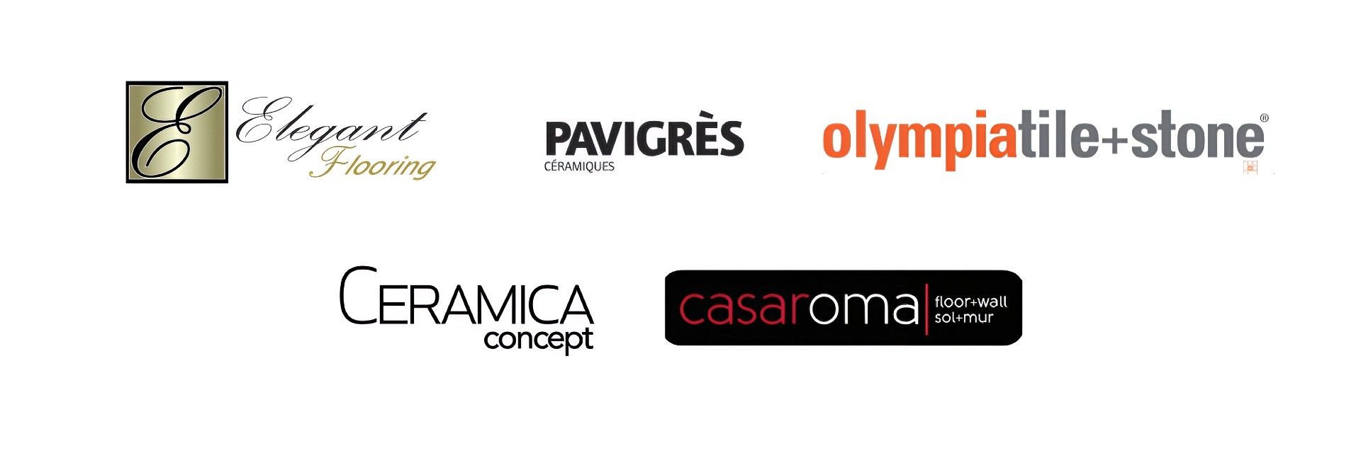 Logos of trusted tile brands represented by Floor Fashions in Saint John, NB